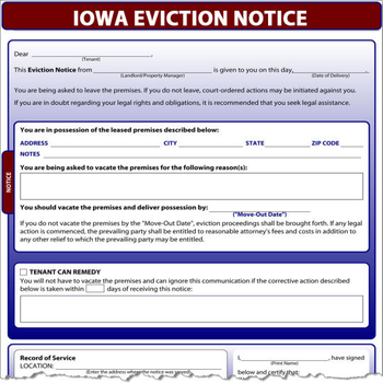 Iowa Eviction Notice screenshot