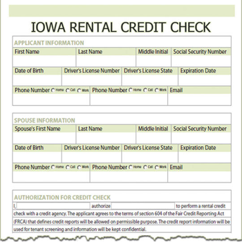 Iowa Rental Credit Check screenshot