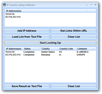 IP Country Lookup Software screenshot