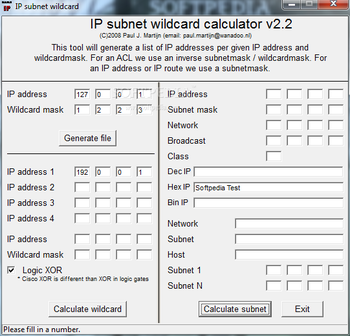 IP subnet wildcard calculator screenshot