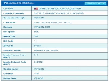 IP2Location Geolocation Database screenshot