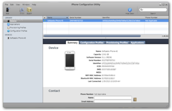 iPhone Configuration Utility screenshot