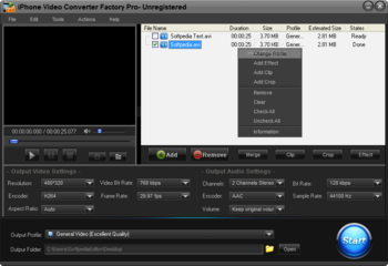 iPhone Video Converter Factory Pro screenshot