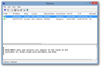 IPNetInfo screenshot