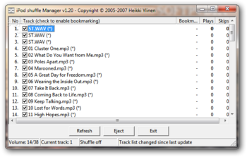 iPod shuffle Manager screenshot