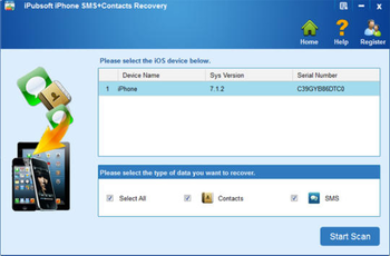 iPubsoft iPhone SMS Contacts Recovery screenshot