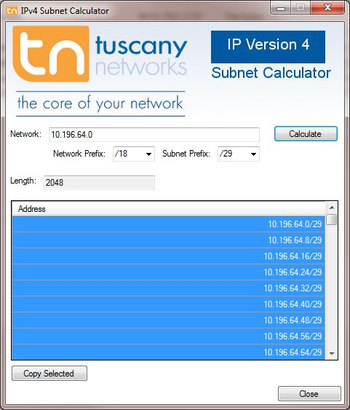 IPv4 Subnet Calculator screenshot