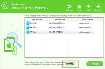 iSeePassword iTunes Password Recovery screenshot