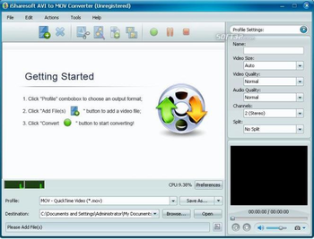 iSharesoft AVI to MOV Converter screenshot