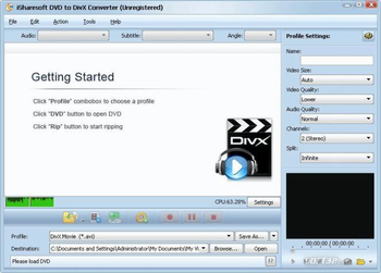 iSharesoft DVD to DivX Converter screenshot