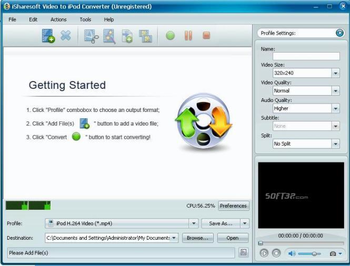 iSharesoft Video to iPod Converter screenshot