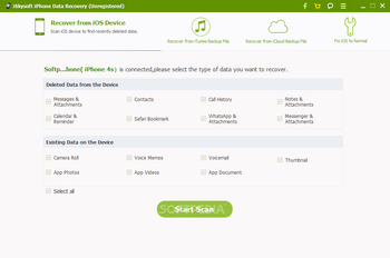iSkysoft iPhone Data Recovery screenshot