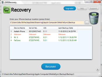 iSMS Recovery screenshot