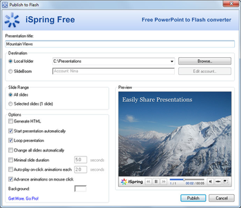 iSpring Free PowerPoint to Flash Converter screenshot