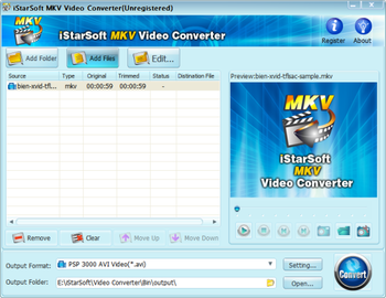 iStarSoft MKV Video Converter screenshot