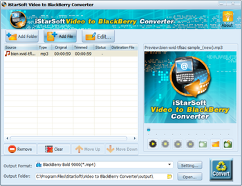 iStarSoft Video to BlackBerry Converter screenshot