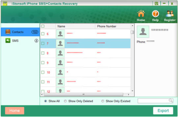 iStonsoft iPhone SMS+Contacts Recovery screenshot
