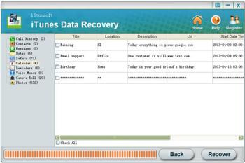 iStonsoft iTunes Data Recovery screenshot