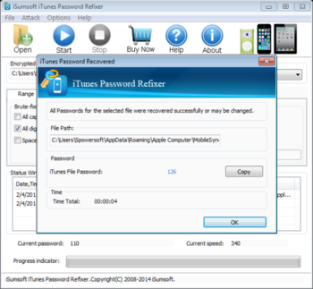 iSumsoft iTunes Password Refixer screenshot