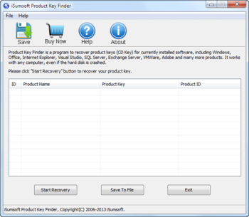 iSumsoft Product Key Finder screenshot