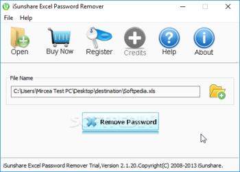 iSunshare Excel Password Remover screenshot