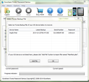iSunshare iTunes Password Genius screenshot 2