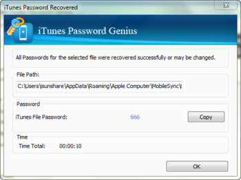 iSunshare iTunes Password Genius screenshot 5