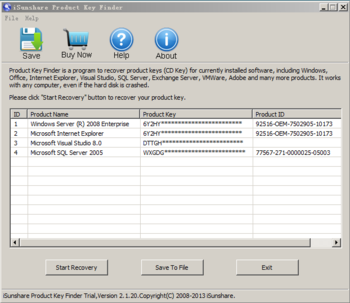 iSunshare Product Key Finder screenshot 3