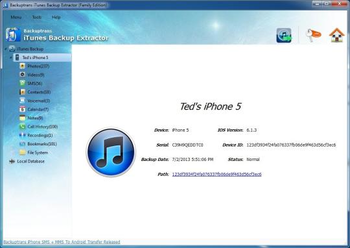iTunes Backup Extractor screenshot