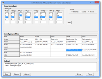 IVEE (Tool for Influenza A Virus Evolutionary Events) screenshot