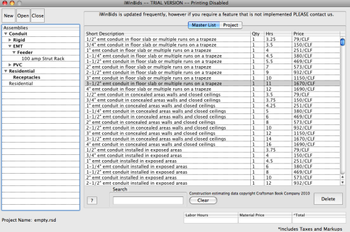iWInBids Estimation Software screenshot