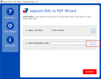 Jagware EML to NSF Wizard screenshot