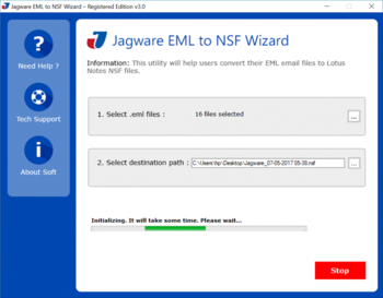 Jagware EML to NSF Wizard screenshot 3