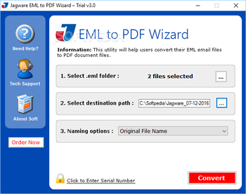 Jagware EML to PDF Wizard screenshot