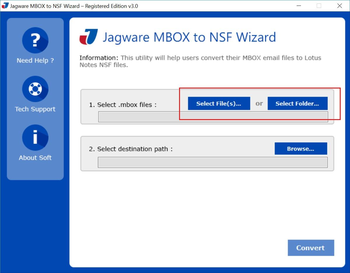 Jagware MBOX to NSF Wizard screenshot