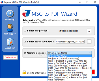 Jagware MSG to PDF Wizard screenshot 2
