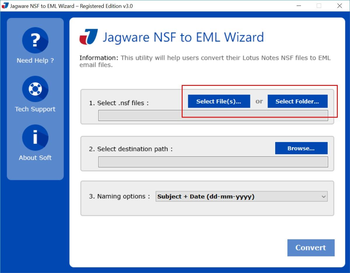 Jagware NSF to EML Wizard screenshot
