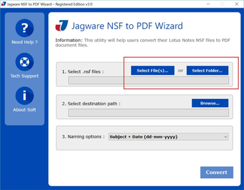Jagware NSF to PDF Wizard screenshot
