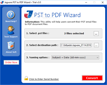 Jagware PST to PDF Wizard screenshot