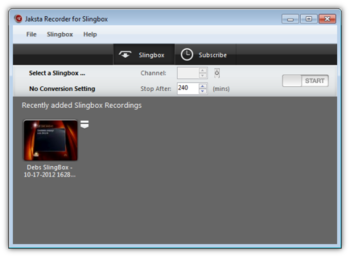 Jaksta Recorder for SlingBox screenshot