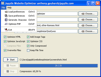 Japplis Website Optimizer screenshot