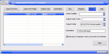 Jason DVD to Pocket PC Converter screenshot