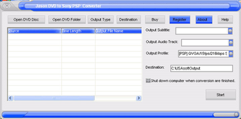 Jason DVD to Sony PSP Converter screenshot