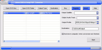 Jason DVD to Sony PSP Converter screenshot 2