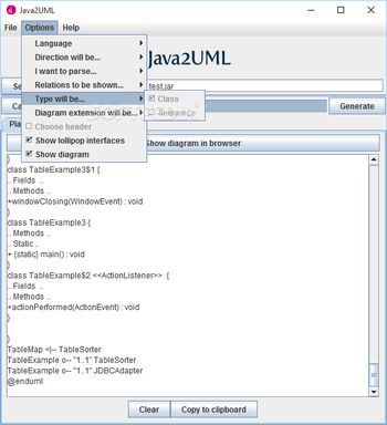 Java2UML screenshot 2