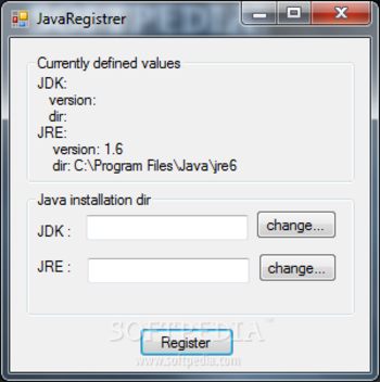 JavaRegistrer screenshot