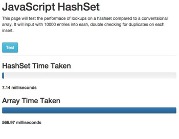 Javascript Hashset screenshot