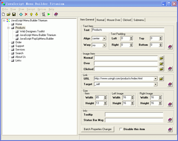 JavaScript Menu Builder Titanium Ex screenshot