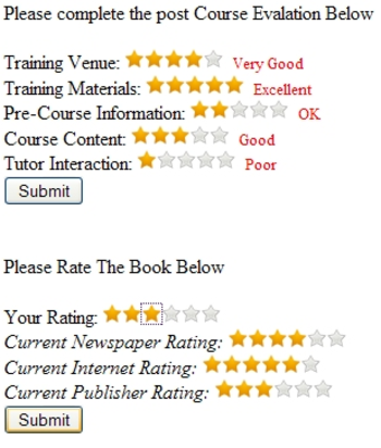 Javascript Star Rating System screenshot