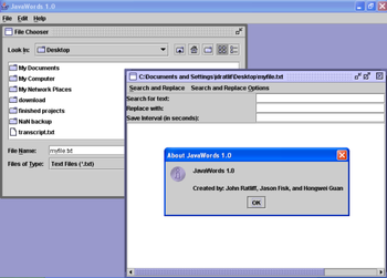 JavaWords screenshot